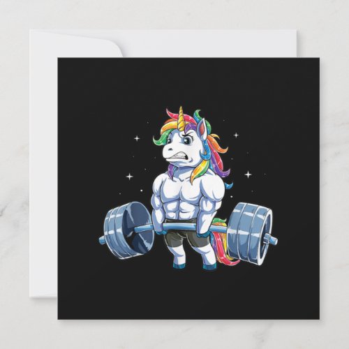 Unicorn Weightlifting Deadlift Fitness Gym Thank You Card