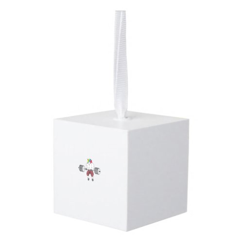 Unicorn Weightlifting Fitness Gym Bodybuilding Tan Cube Ornament
