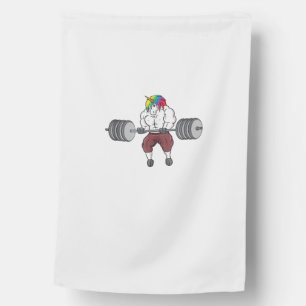 Unicorn Weightlifting Fitness Gym Bodybuilding Tan House Flag