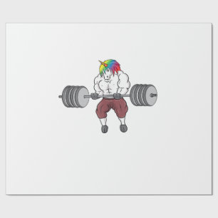 Unicorn Weightlifting Fitness Gym Bodybuilding Tan Wrapping Paper
