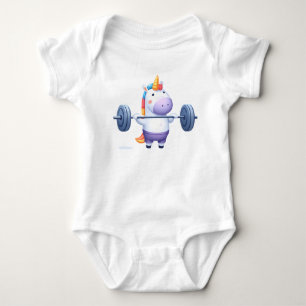 Unicorn Weightlifting – Funny Strong Unicorn Kids  Baby Bodysuit