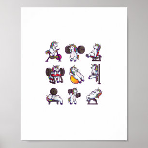 Unicorn Weightlifting Powerlifting Gym Workout Gir Poster