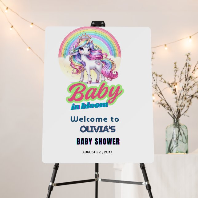 Unicorn Welcome Baby Shower Foam Board (In Situ (Stand))