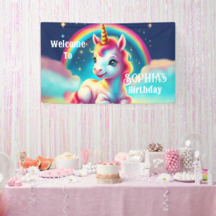 Unicorn Welcome to the Birthday Banner Party Sign