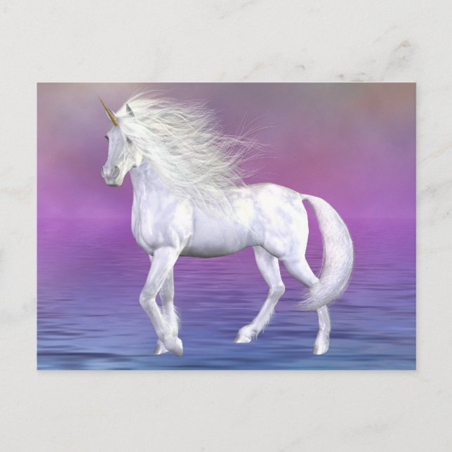 Unicorn White Beauty Postcard (Front)