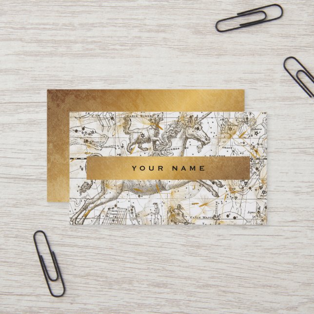 Unicorn White  Gold Grungy Dandelion Confetti Vip Business Card (Front/Back In Situ)