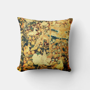 UNICORN WHITE GRYPHON,ANIMALS,FANTASY FLOWERS THROW PILLOW