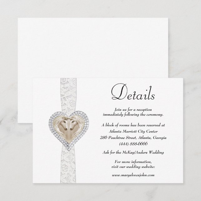 Unicorn White Lace Wedding Details Enclosure Card (Front/Back)