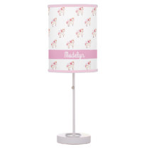 Unicorn white pink monogram name girl Cute Table Lamp