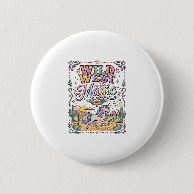 Unicorn Wild West Magic Original Button (Front)