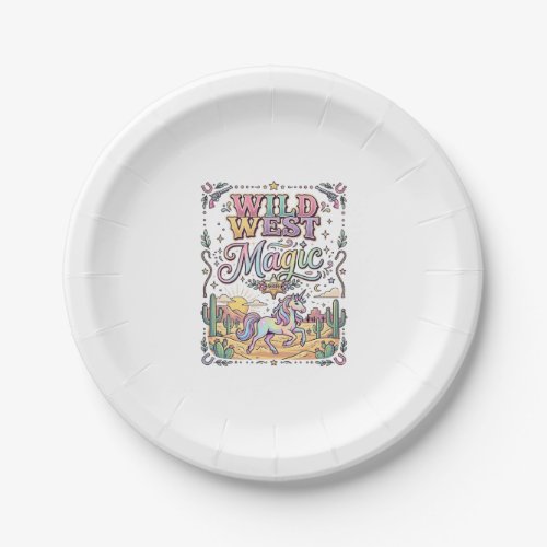 Unicorn Wild West Magic Original Paper Plates