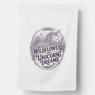 Unicorn Wildflowers and Unicorn Dreams POD Ready M House Flag