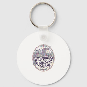 Unicorn Wildflowers and Unicorn Dreams POD Ready M Keychain