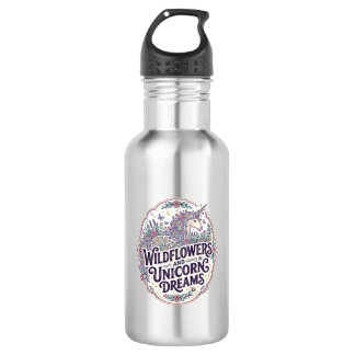 Unicorn Wildflowers and Unicorn Dreams POD Ready M Stainless Steel Water Bottle