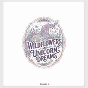 Unicorn Wildflowers and Unicorn Dreams POD Ready M Sticker