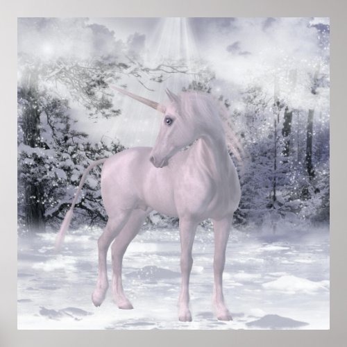 Unicorn Winter Fantasy Poster