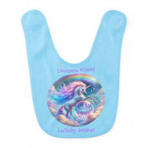 Unicorn Wishes Lullaby Kisses Rainbow Baby Bib