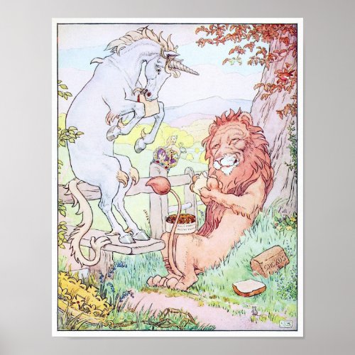 Unicorn with a Lion Poster