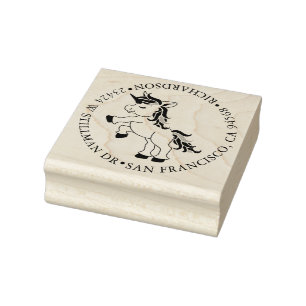 Unicorn with Address Rubber Stamp