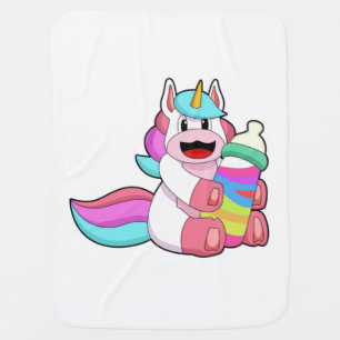 Unicorn with Baby bottle.PNG Baby Blanket