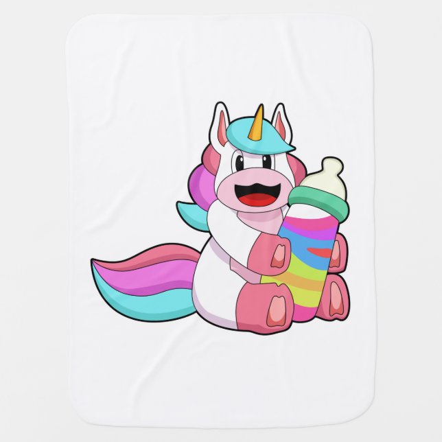 Unicorn with Baby bottle.PNG Baby Blanket (Front)