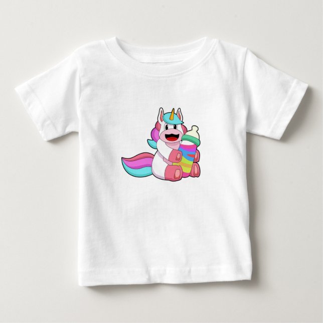 Unicorn with Baby bottle.PNG Baby T-Shirt (Front)