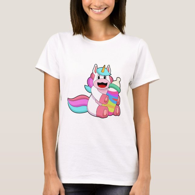 Unicorn with Baby bottle.PNG T-Shirt (Front)