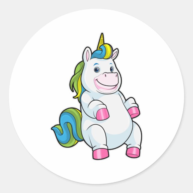 Unicorn with big Belly Classic Round Sticker (Front)
