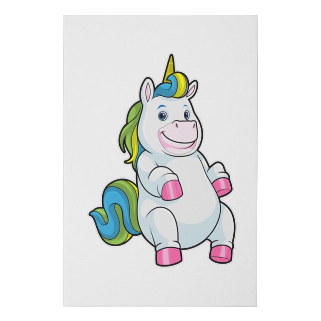 Unicorn with big Belly Faux Canvas Print (Front)