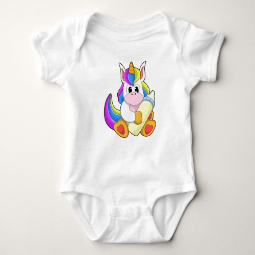 Unicorn with Bottle of Milk Baby Bodysuit