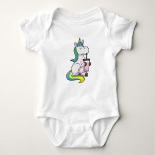 Unicorn with Bubble Tea Baby Bodysuit