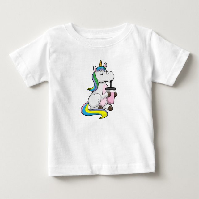Unicorn with Bubble Tea Baby T-Shirt (Front)