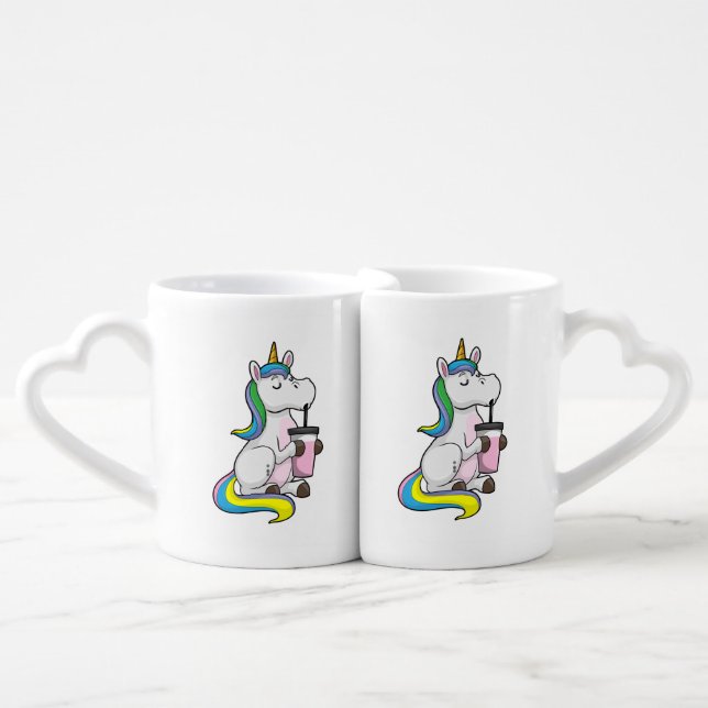 Unicorn with Bubble Tea Coffee Mug Set (Front Nesting)