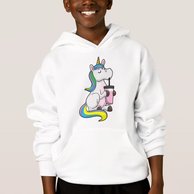Unicorn with Bubble Tea Hoodie (Front)