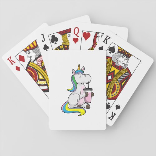 Unicorn with Bubble Tea Poker Cards