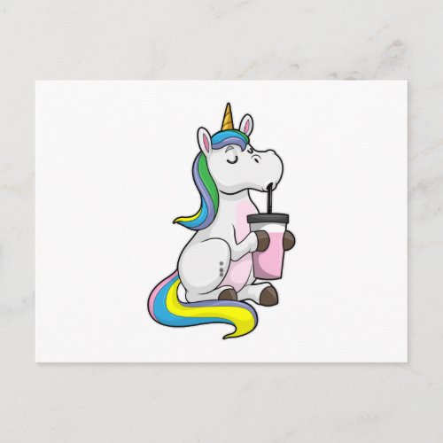 Unicorn with Bubble Tea Postcard