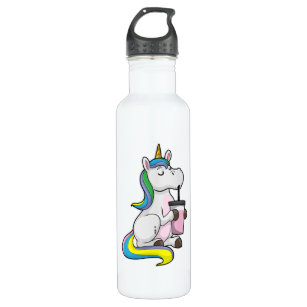 Unicorn with Bubble Tea Stainless Steel Water Bottle
