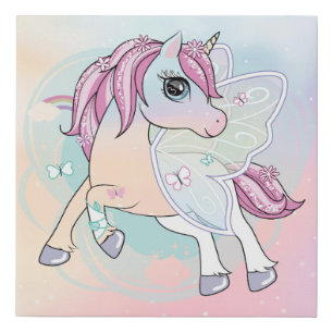 Unicorn with Butterfly Wings Faux Canvas Print