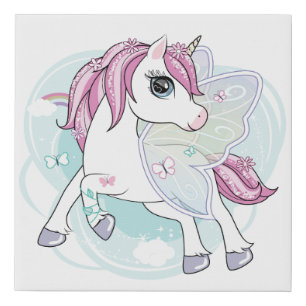 Unicorn with Butterfly Wings Faux Canvas Print