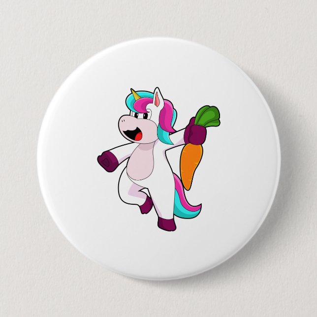 Unicorn with Carrot Button (Front)