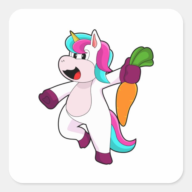 Unicorn with Carrot Square Sticker (Front)