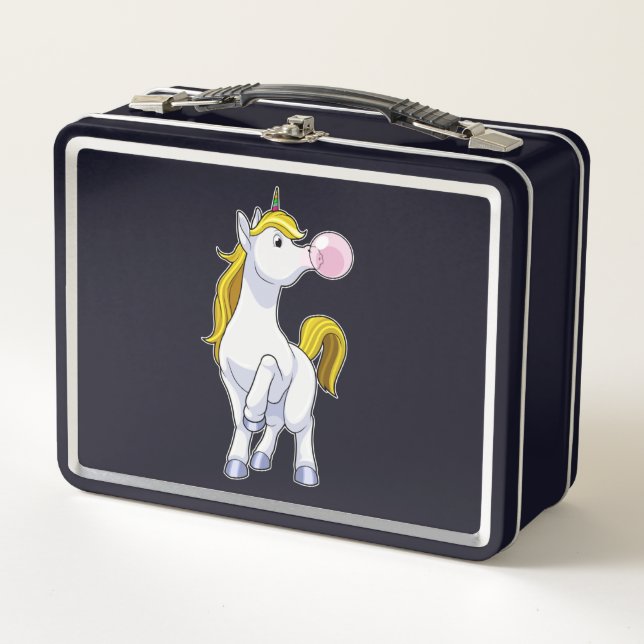 Unicorn with Chewing gum Metal Lunch Box (Front)