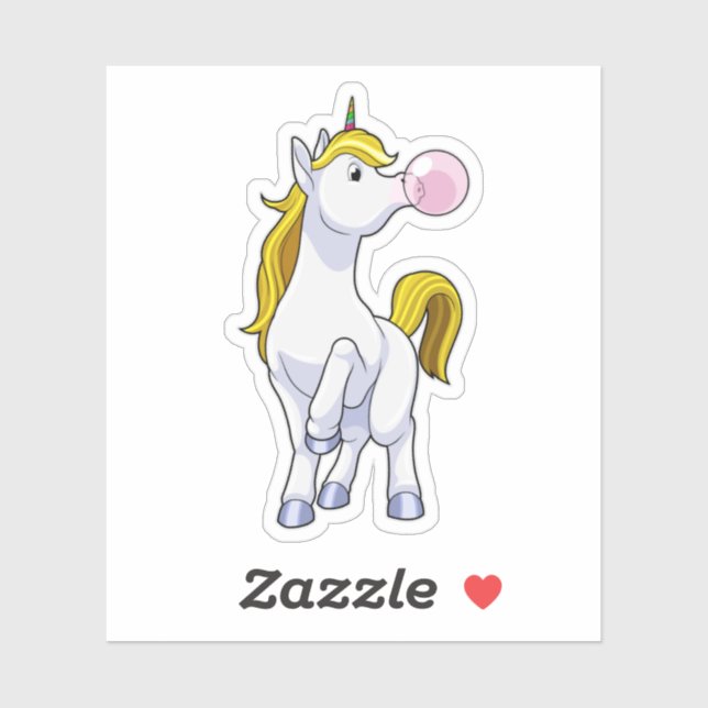 Unicorn with Chewing gum Sticker (Sheet)