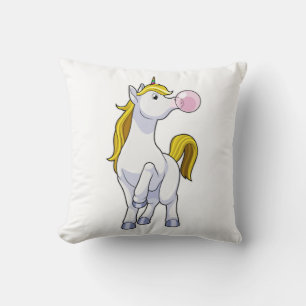 Unicorn with Chewing gum Throw Pillow