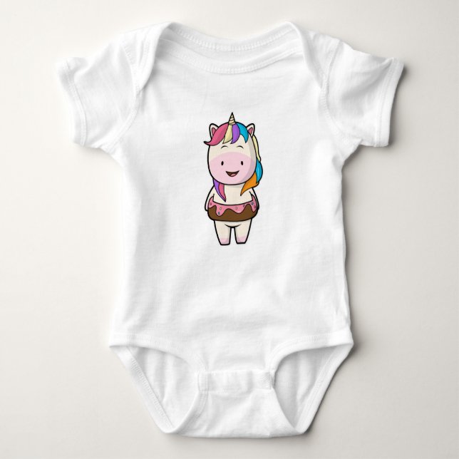 Unicorn with Chocolate donut Baby Bodysuit (Front)