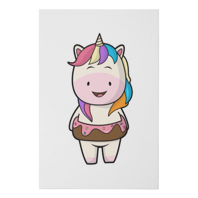 Unicorn with Chocolate donut Faux Canvas Print (Front)