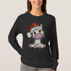 Unicorn with Christmas hat unicorn girl T-Shirt