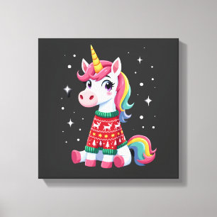 Unicorn with Christmas Sweater Unicorn Girls Chris Canvas Print