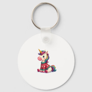 Unicorn with Christmas Sweater Unicorn Girls Chris Keychain