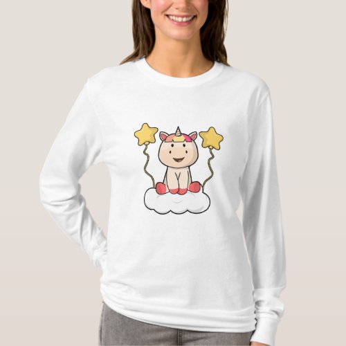 Unicorn with Cloud  Stars T_Shirt